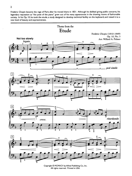 Etude, Op. 10, No. 3 (Theme) by Frederic Chopin Small Ensemble - Sheet Music