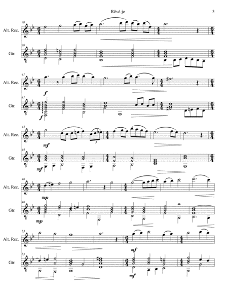 Rêvé-je (Am I dreaming) for alto recorder and guitar by David Warin Solomons Alto Recorder - Digital Sheet Music