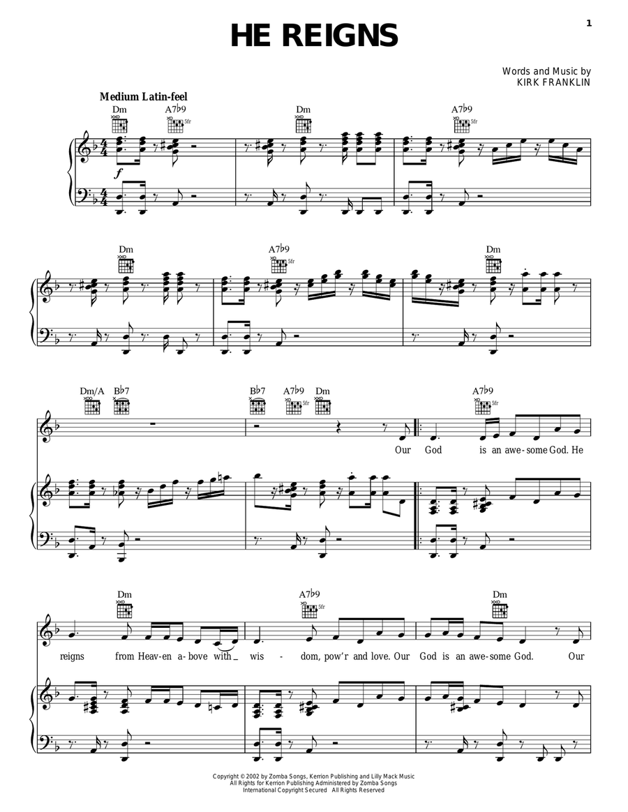He Reigns Piano, Vocal, Guitar scores gallery preview page 1
