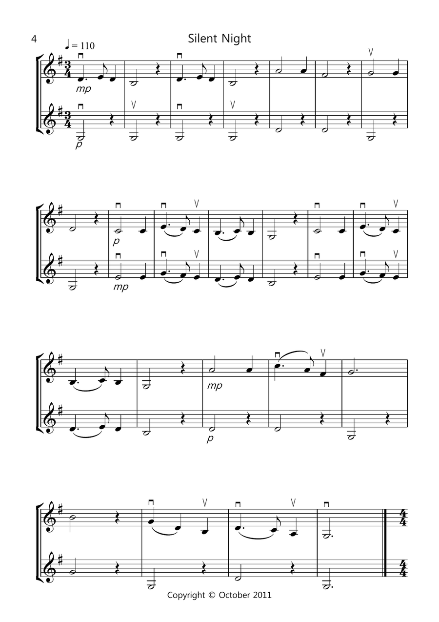 8 Easy Christmas Duets for Violin String Duet scores gallery preview page 4
