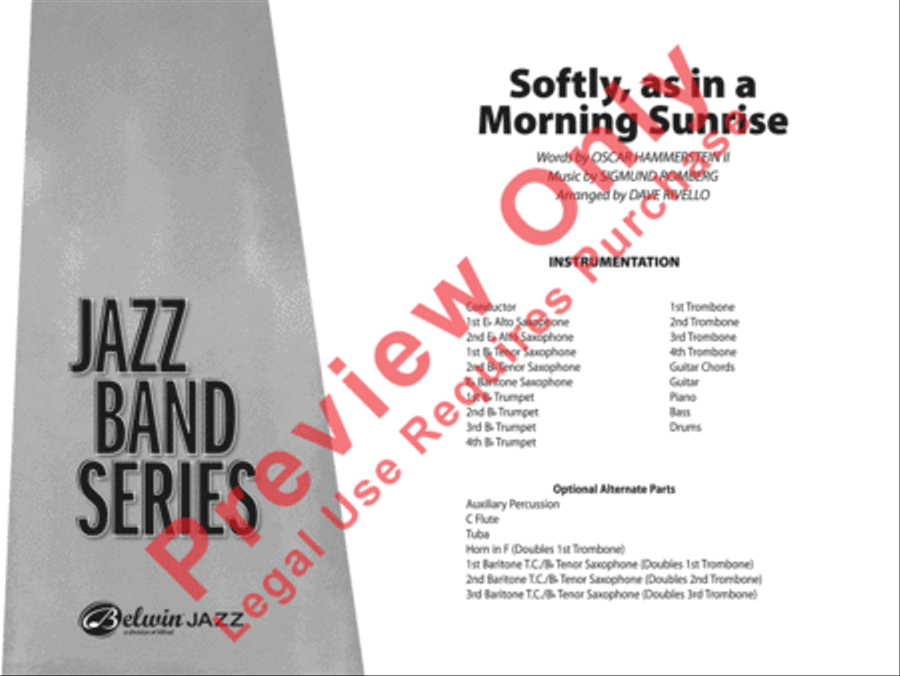 Softly, As in a Morning Sunrise Jazz Ensemble scores gallery preview page 2