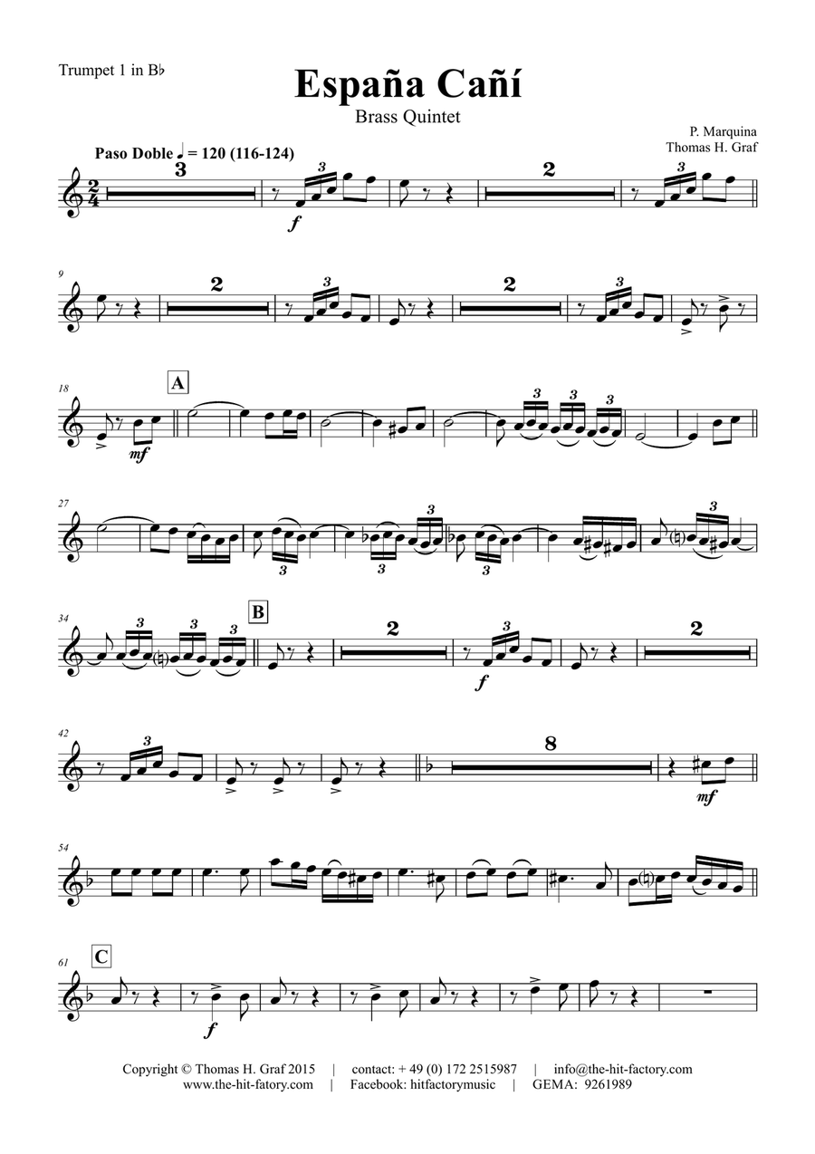España Cañí - Paso Doble - Gypsy Dance - Brass Quintet Brass Quintet scores gallery preview page 6