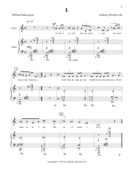 Five Ophelia Songs for Alto Voice and Piano image number null