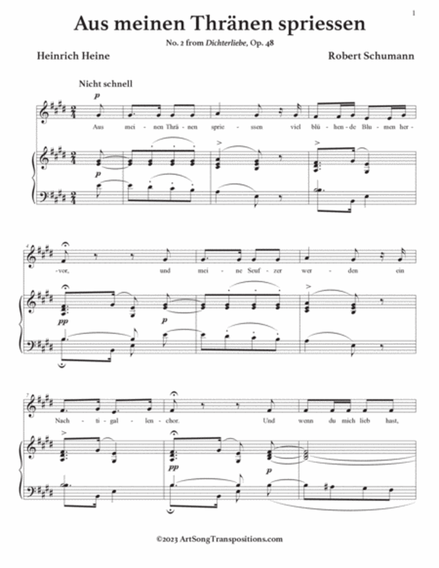 SCHUMANN: Aus meinen Thränen spriessen, Op. 48 no. 2 (transposed to E major)