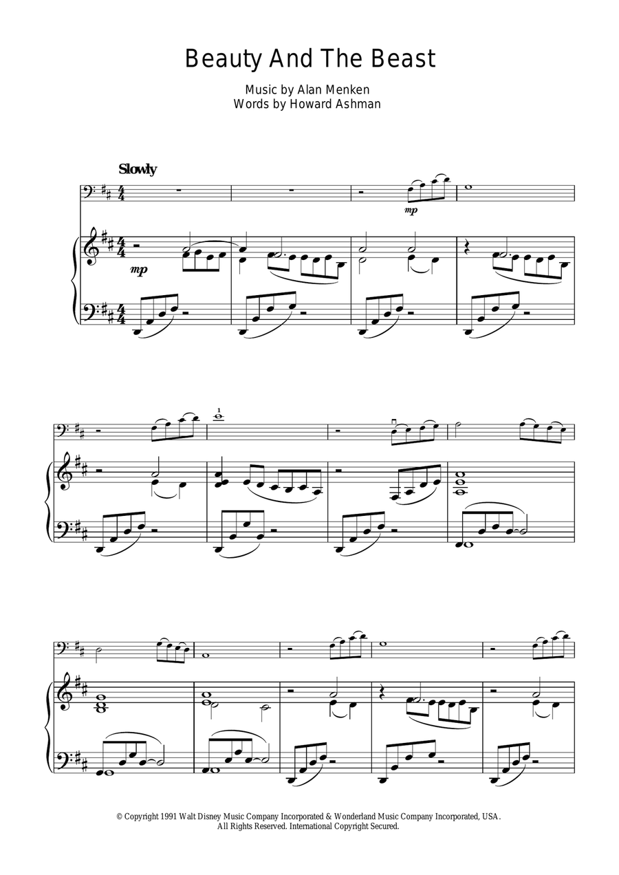 Beauty And The Beast Cello Solo scores gallery preview page 1
