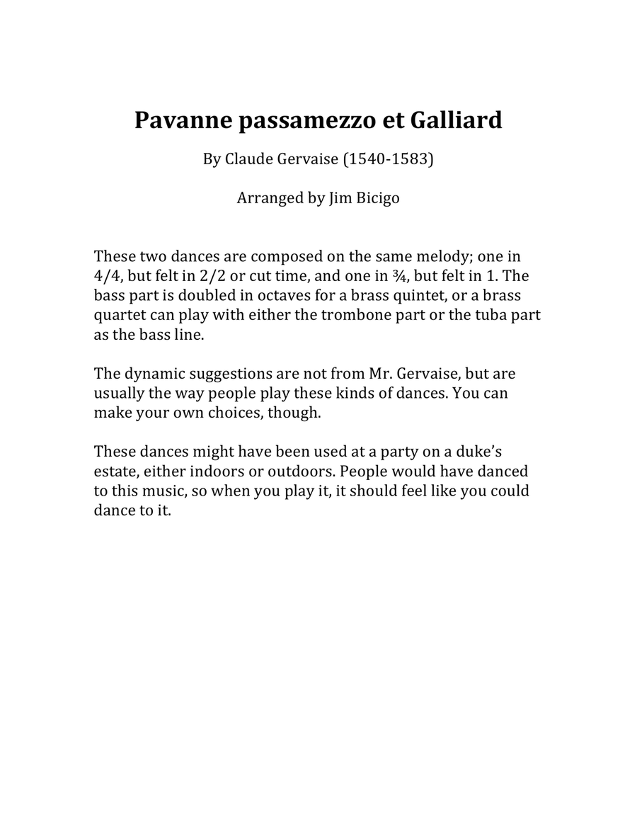 Pavanne passa mezzo et Galliard School and Community scores gallery preview page 1
