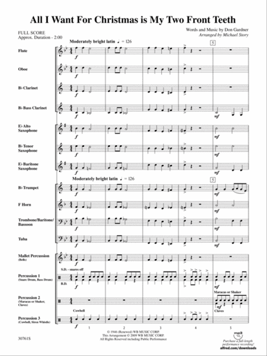 All I Want for Christmas Is My Two Front Teeth: Score Concert Band scores gallery preview page 3