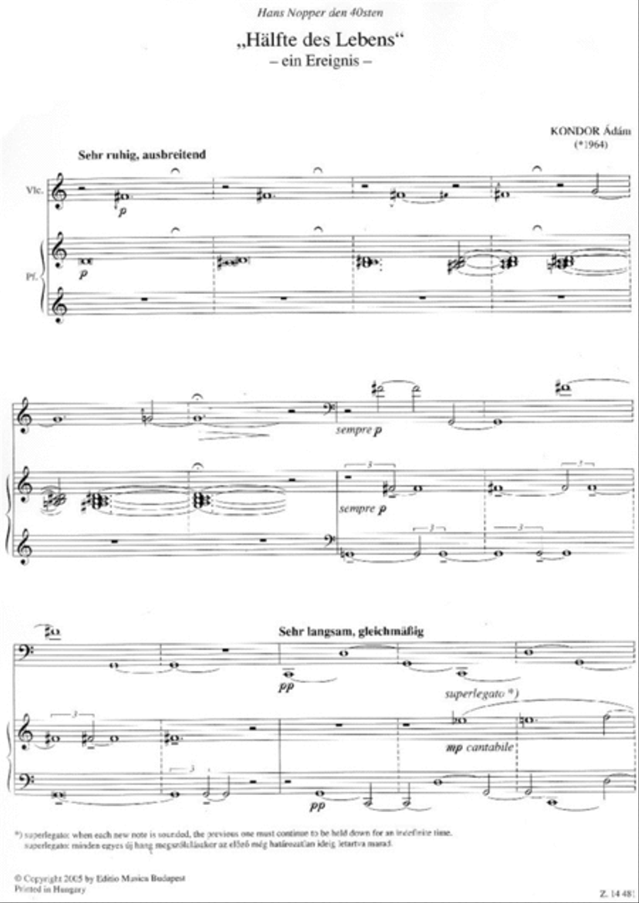 Hälfte des Lebens - ein Ereignis - für Violoncel Piano Accompaniment scores gallery preview page 2