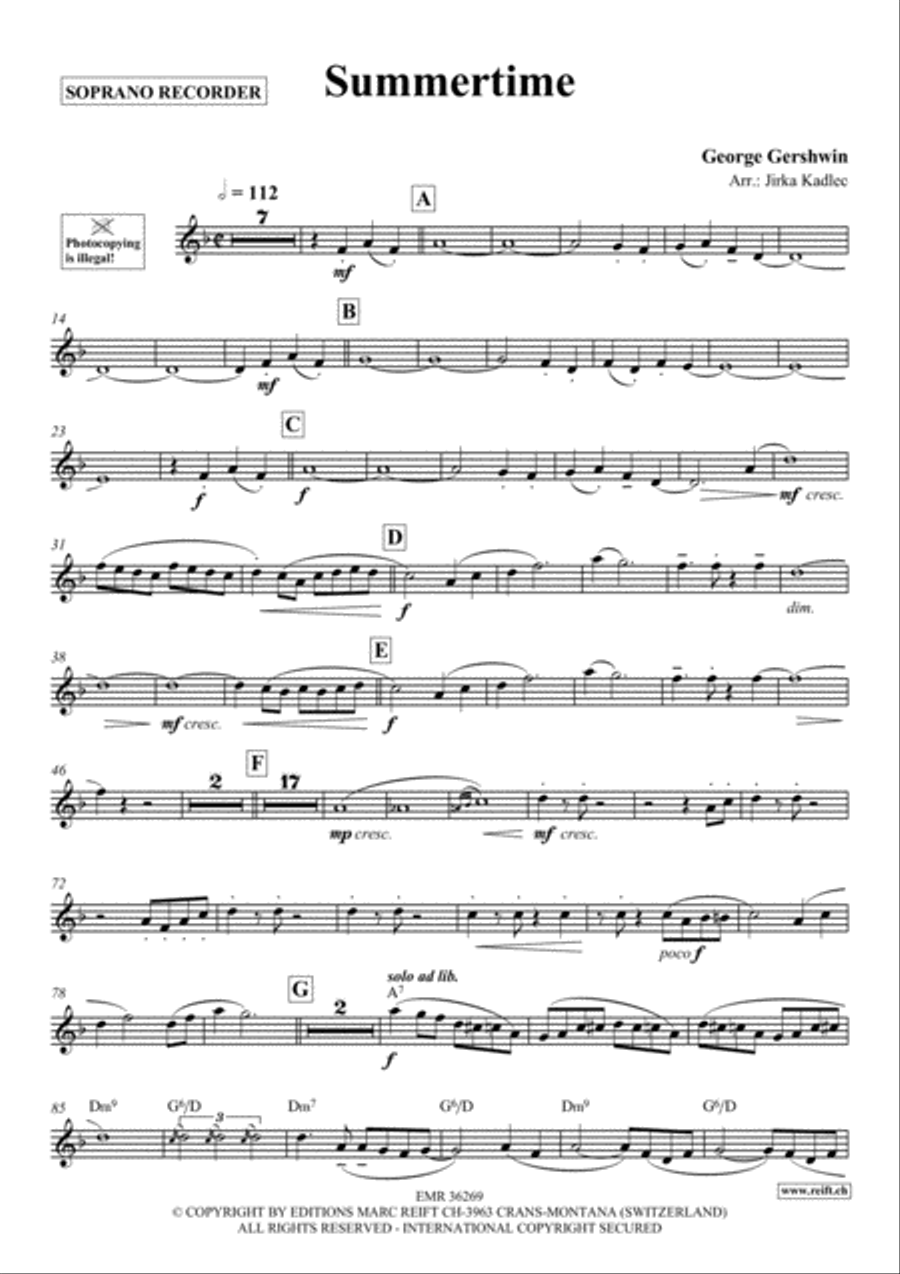 Summertime Summertime Soprano Recorder scores gallery preview page 2