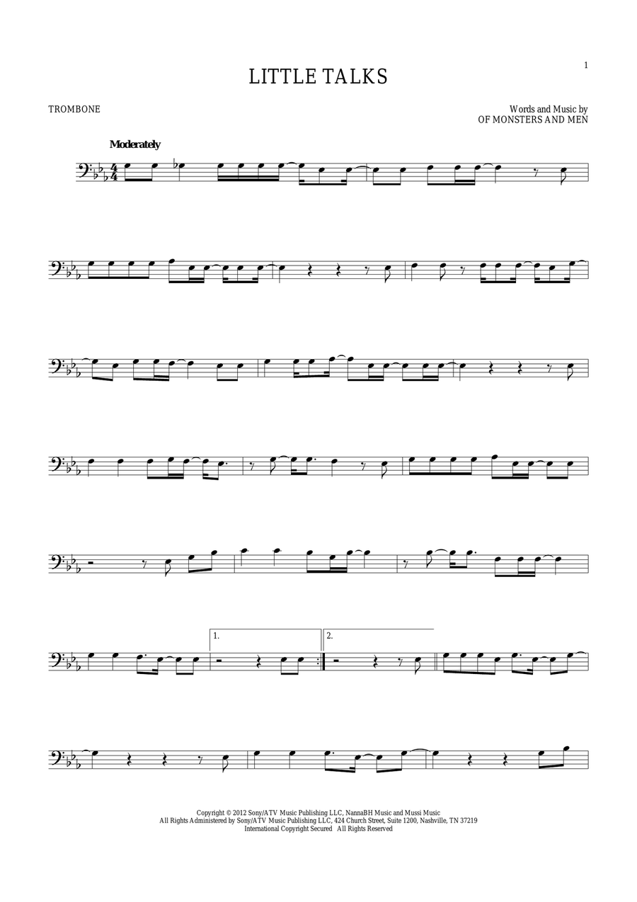 Little Talks Little Talks Trombone Solo scores gallery preview page 1