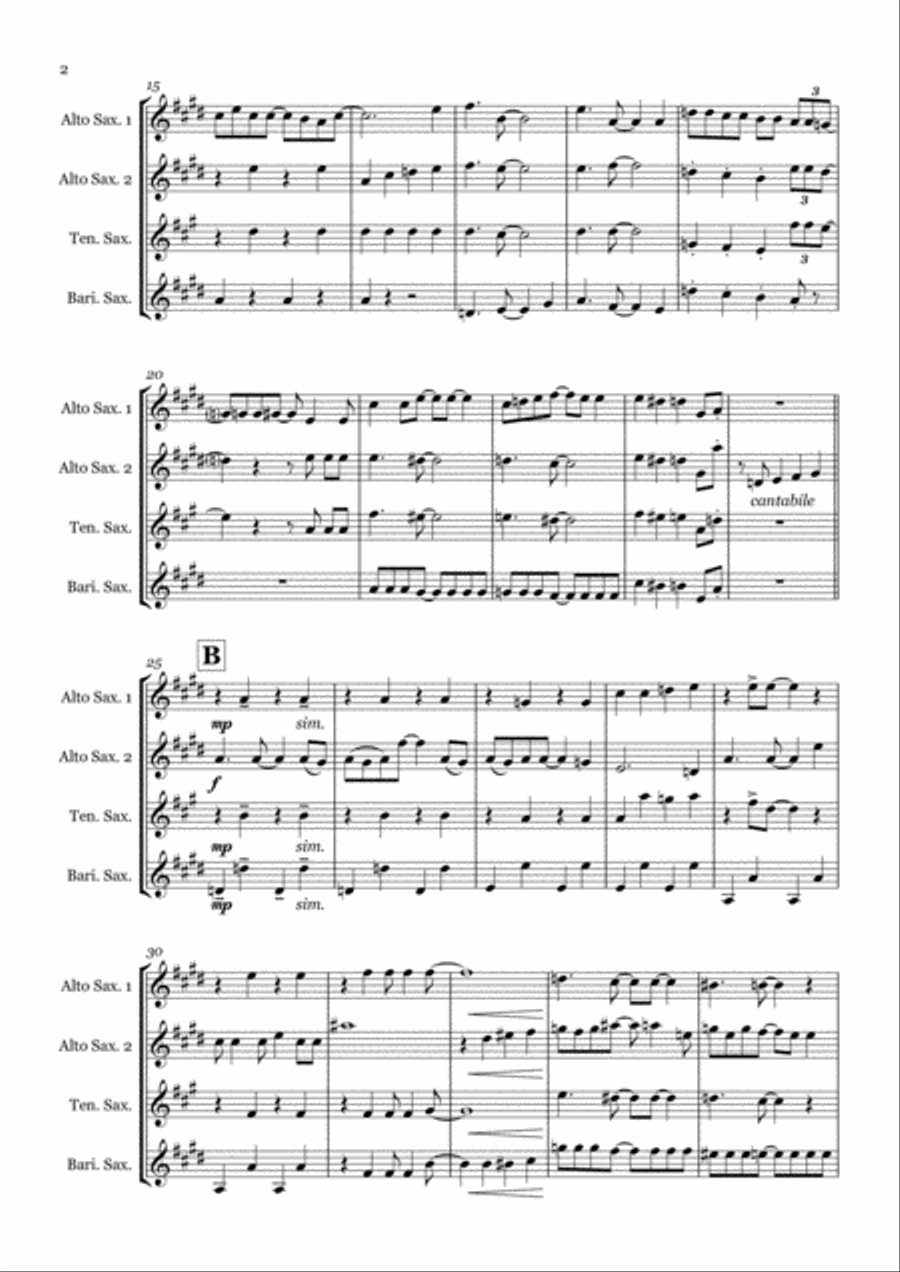 Seaside Rendezvous Saxophone Quartet scores gallery preview page 2
