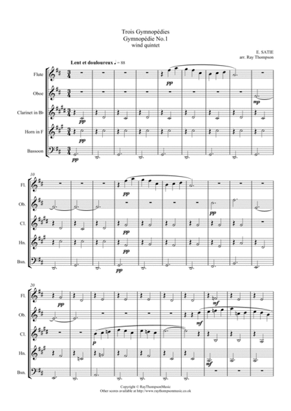 Satie: Trois Gymnopédies Nos.1,2 & 3 - wind quintet image number null
