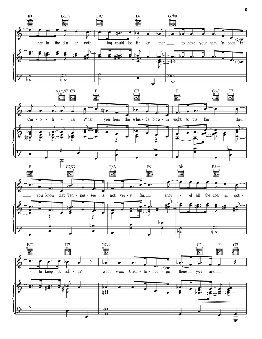 Chattanooga Choo Choo Piano, Vocal, Guitar scores gallery preview page 3