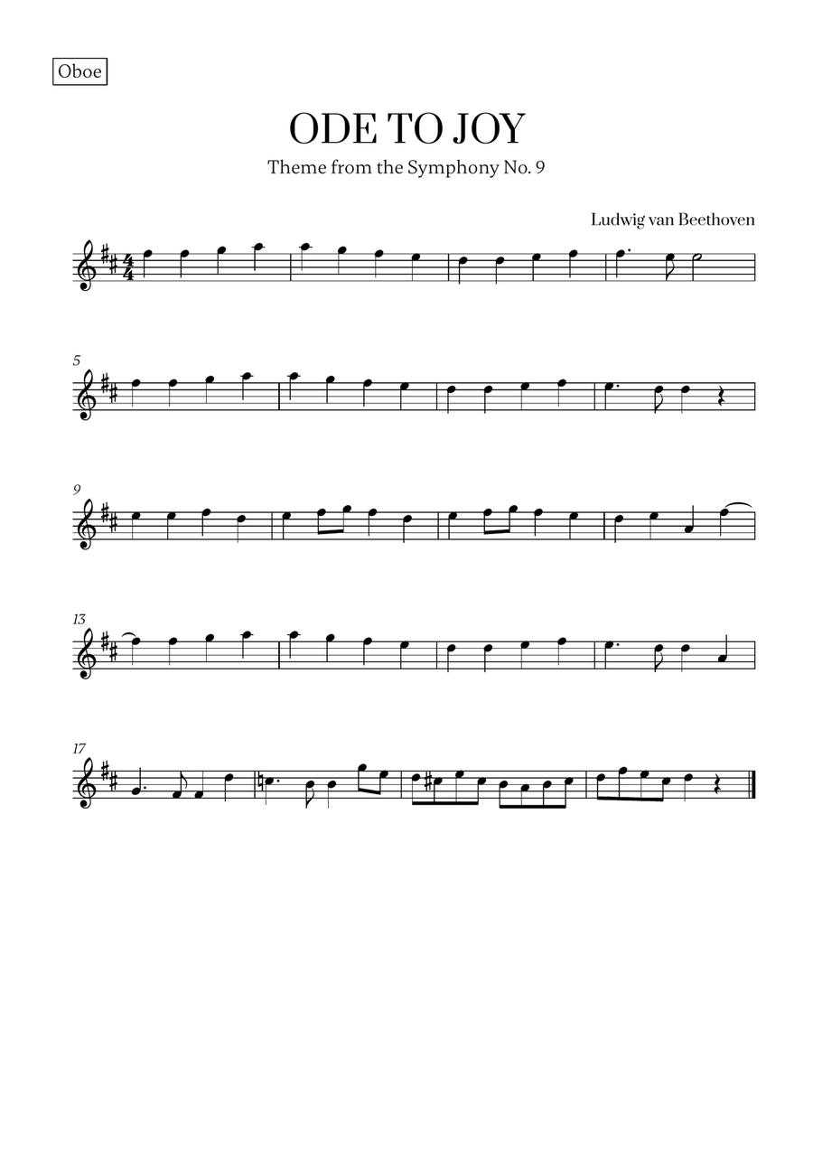 L. v. Beethoven - Ode to Joy (from Symphony No. 9) (for Oboe and Clarinet) Woodwind Duet scores gallery preview page 2
