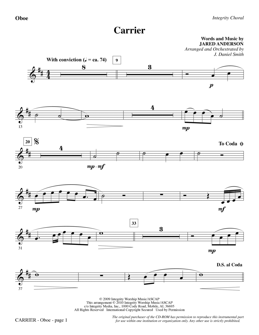 Carrier - Oboe Choir scores gallery preview page 1