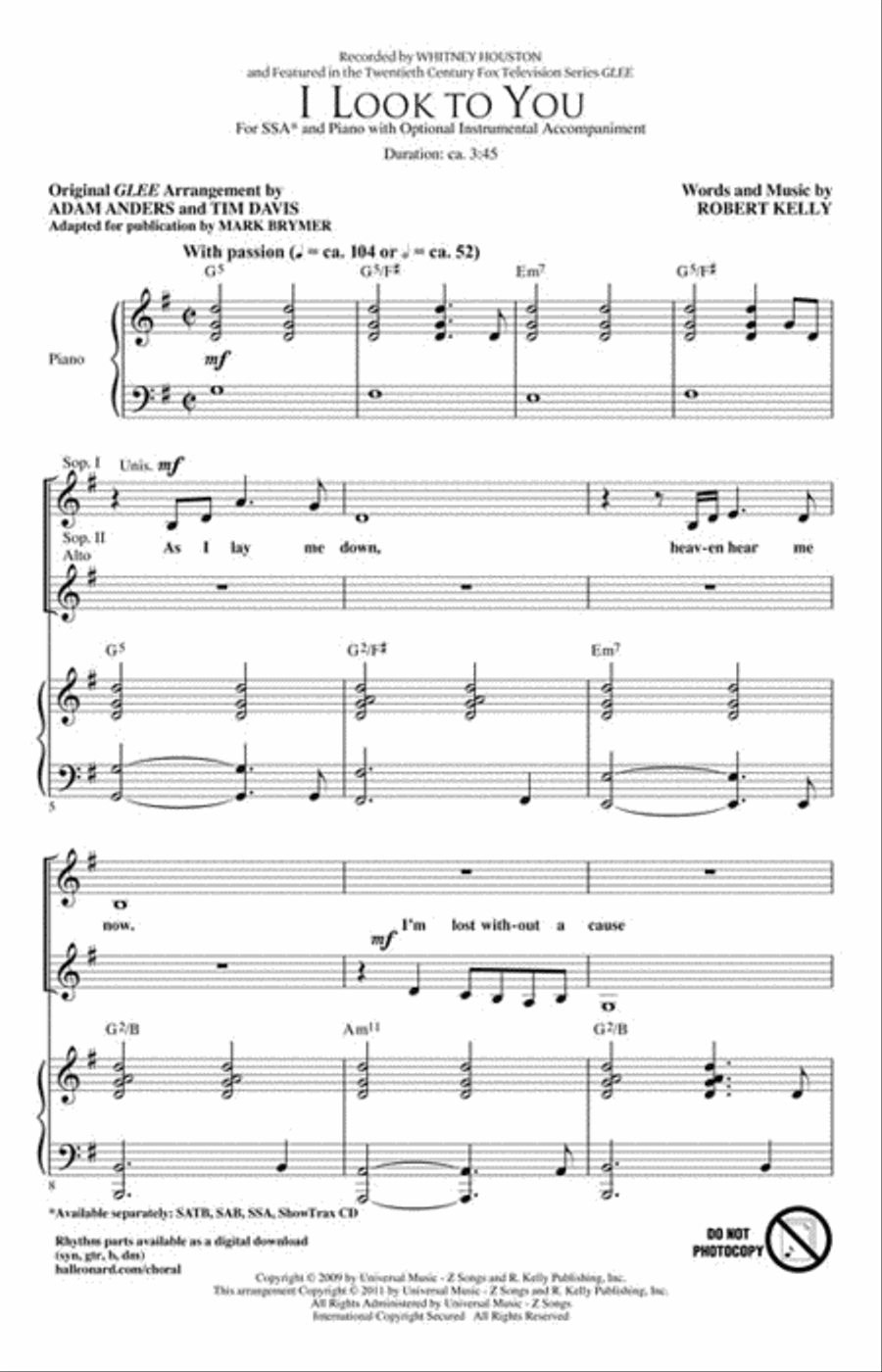 I Look to You SSA scores gallery preview page 2