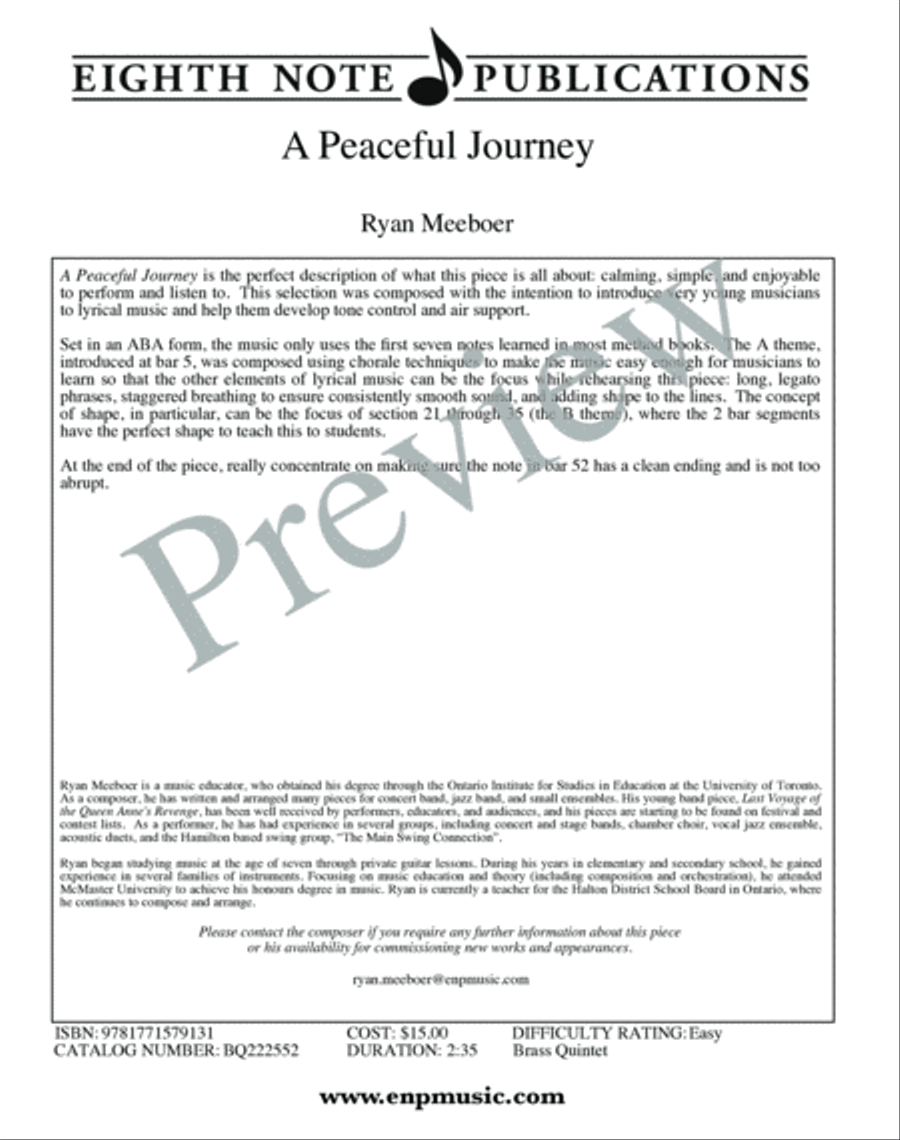 A Peaceful Journey Brass Quintet scores gallery preview page 2