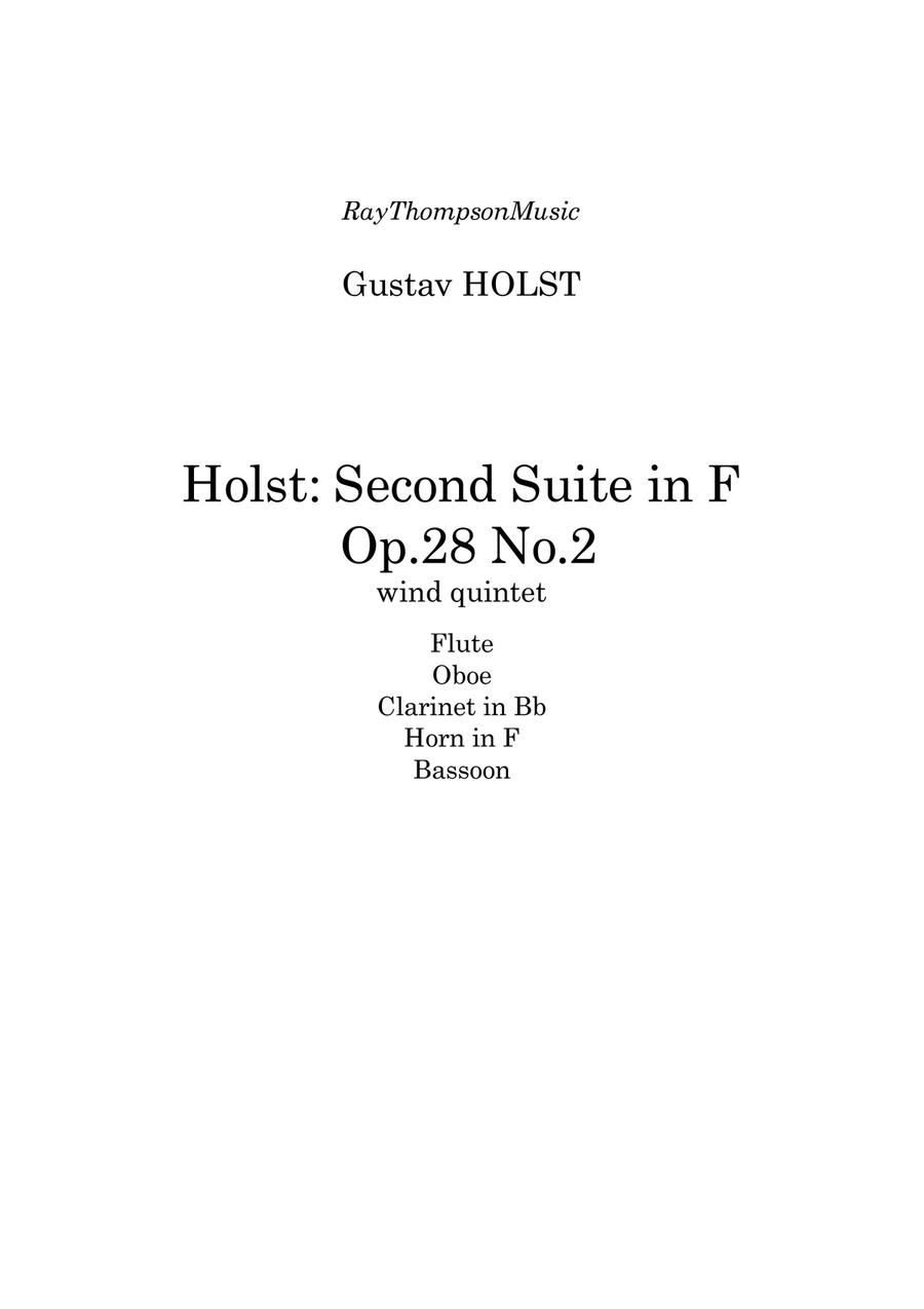 Holst: 2nd Suite in F Op. 28 No.2 (complete) - wind quintet Woodwind Quintet scores gallery preview page 2
