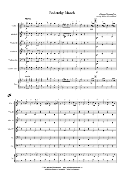 Radetzky March, by Johann Strauss Snr, arranged for School String Orchestra (with various levels of image number null