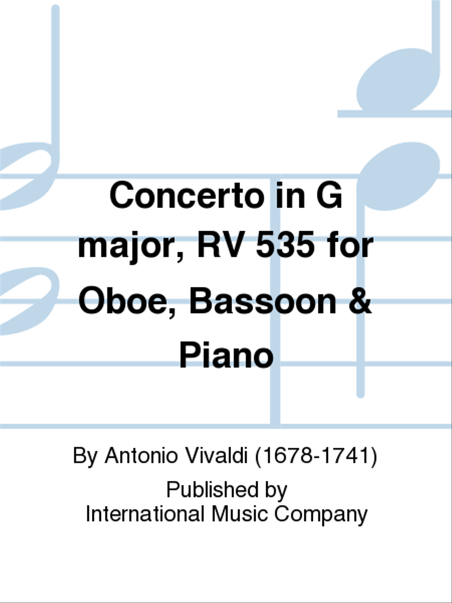 Book cover for Concerto In G Major, Rv 535 For Oboe, Bassoon & Piano