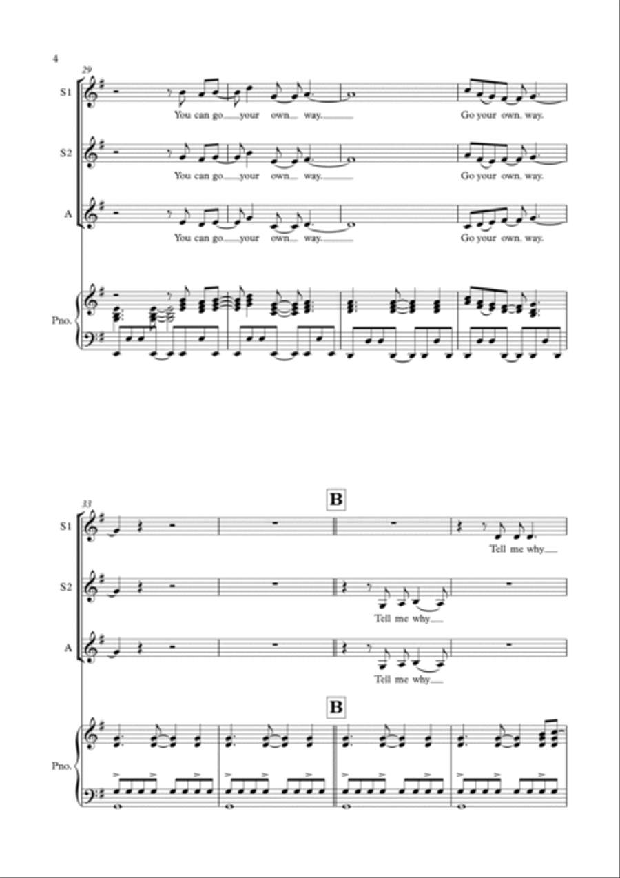 Go Your Own Way SSA scores gallery preview page 4