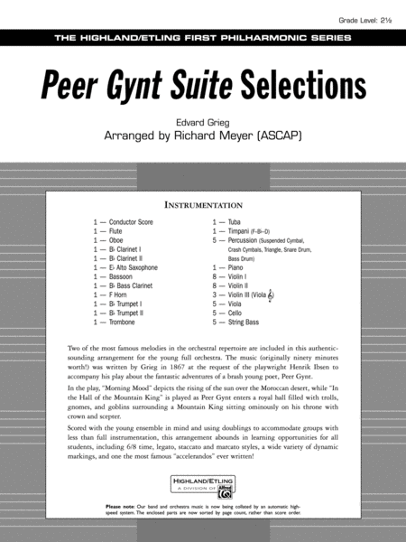 Peer Gynt Suite Selections: Score