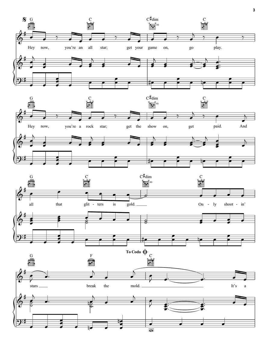All Star Piano, Vocal, Guitar scores gallery preview page 3