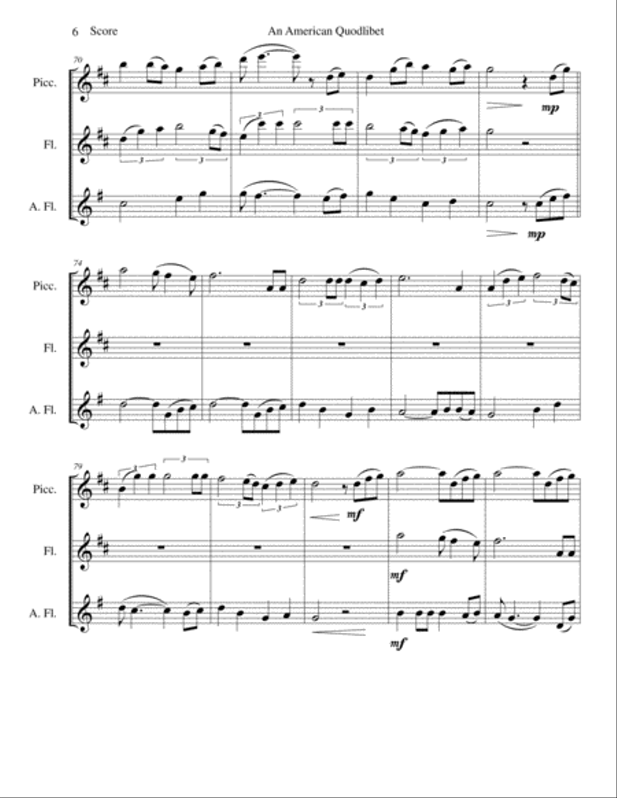 An American Quodlibet for piccolo, flute and alto flute Piccolo scores gallery preview page 6