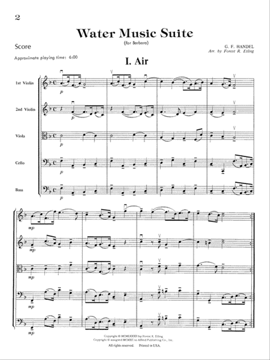 Water Music Suite: Score String Orchestra scores gallery preview page 2
