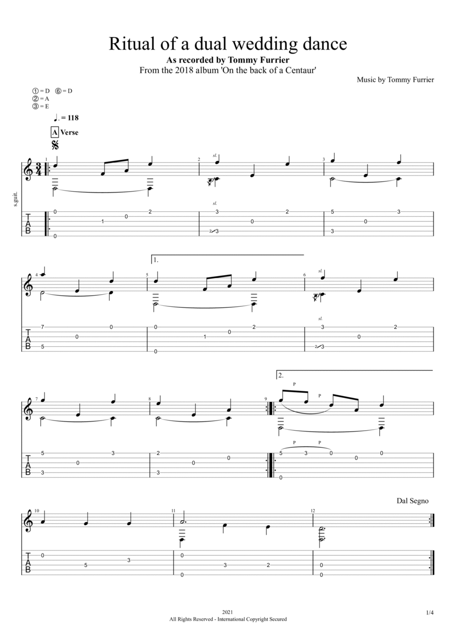 Ritual of a dual wedding dance Guitar Tablature scores gallery preview page 1