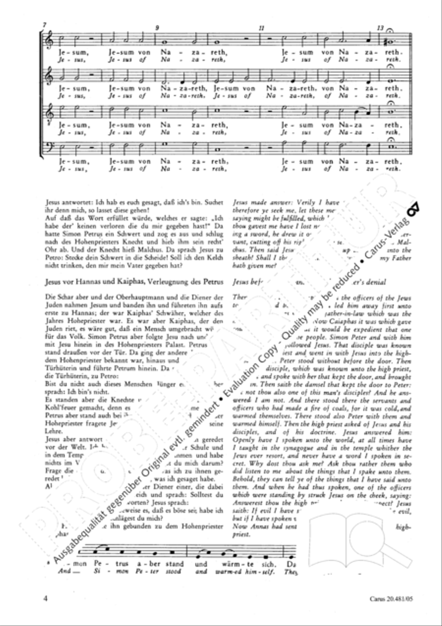 St. John Passion / The Passion of our Lord and Saviour Jesus Christ 4-Part scores gallery preview page 5