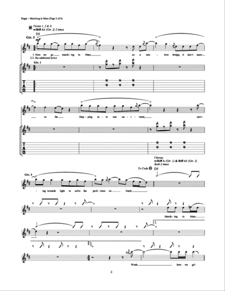 Marching to Mars Marching to Mars Electric Guitar scores gallery preview page 2