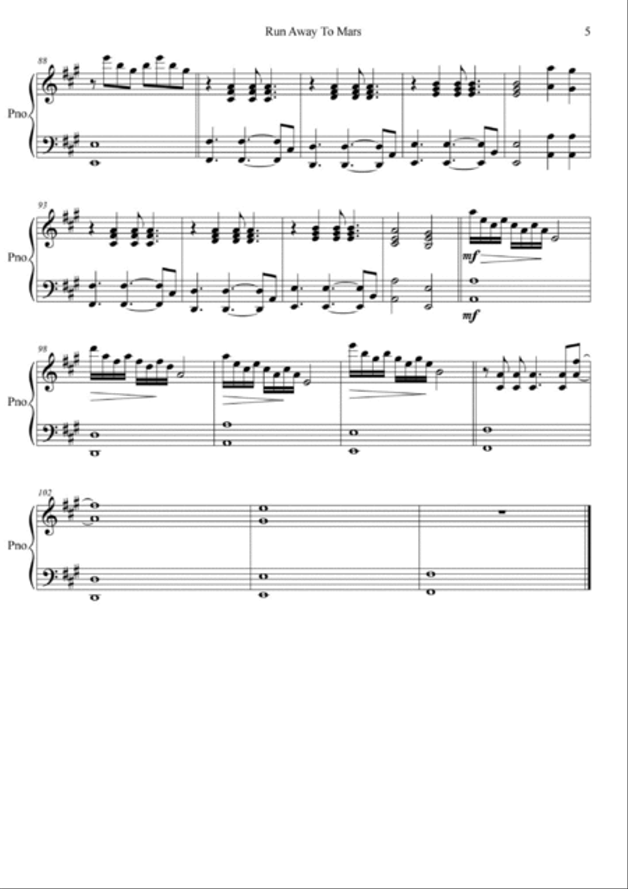 Run Away To Mars Run Away To Mars Piano Quintet scores gallery preview page 5