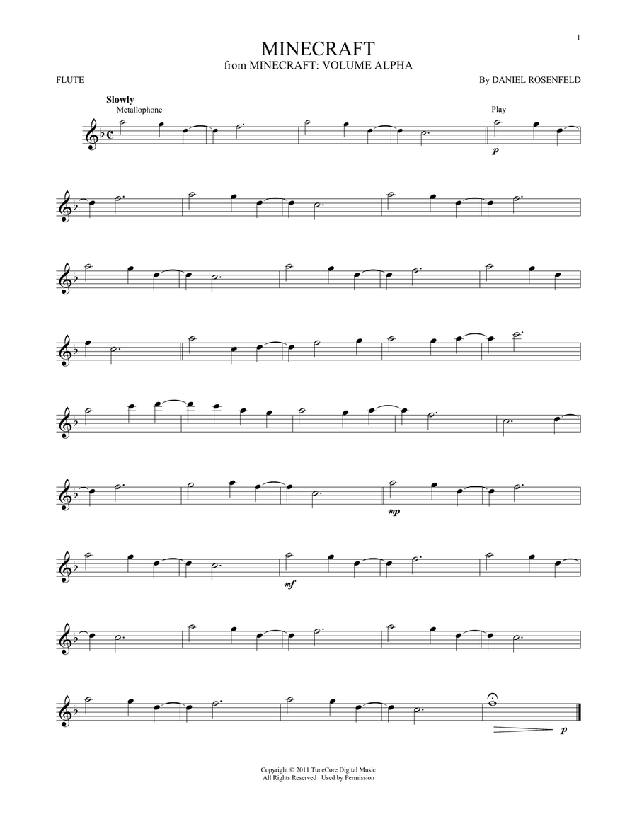 Minecraft Flute Solo scores gallery preview page 1