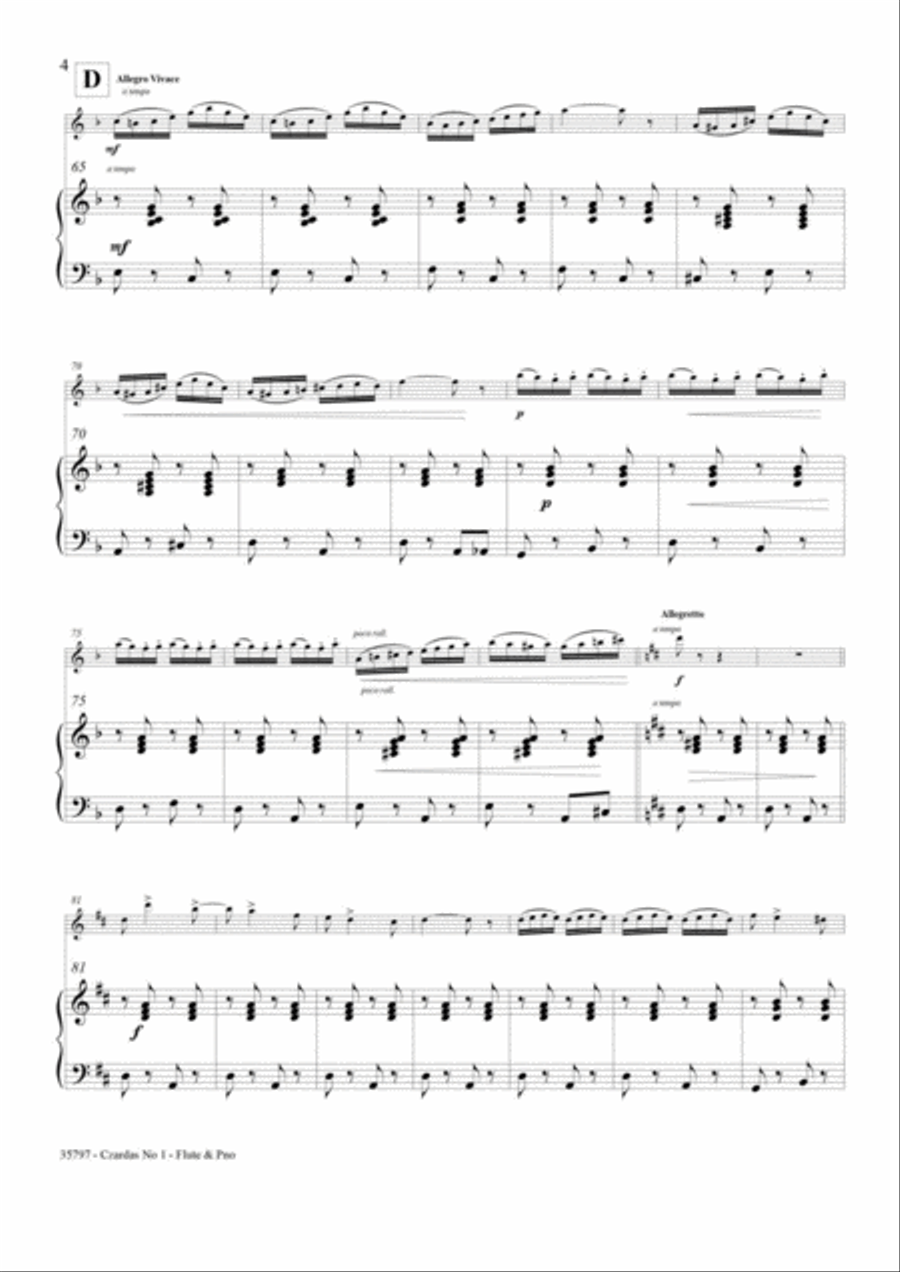 CZARDAS No1 – FLUTE & PIANO Flute Solo scores gallery preview page 5