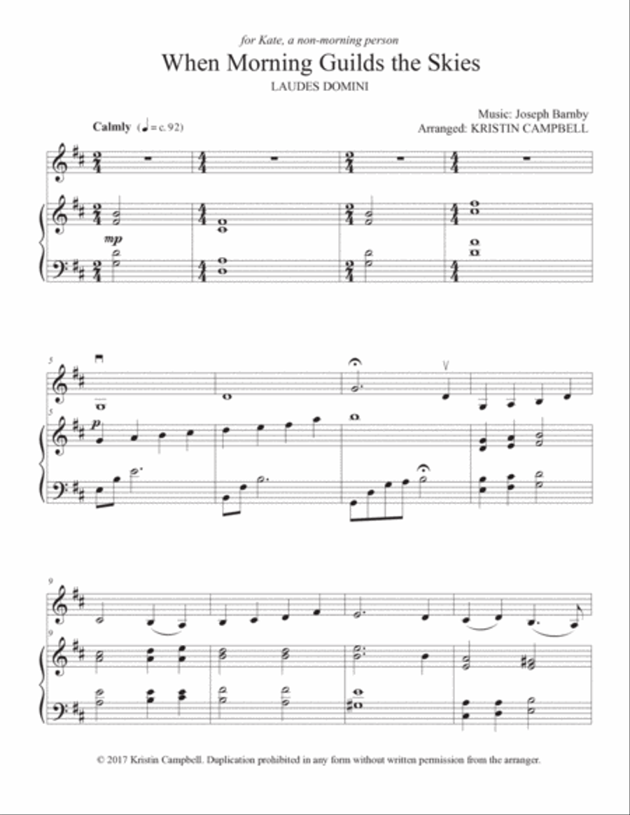 When Morning Guilds the Skies - Violin Solo Violin Solo scores gallery preview page 2