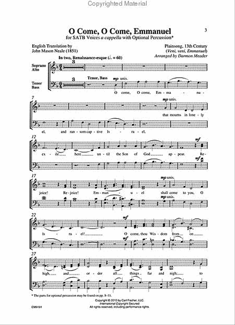 O Come, O Come, Emmanuel O Come, O Come, Emmanuel 4-Part scores gallery preview page 2