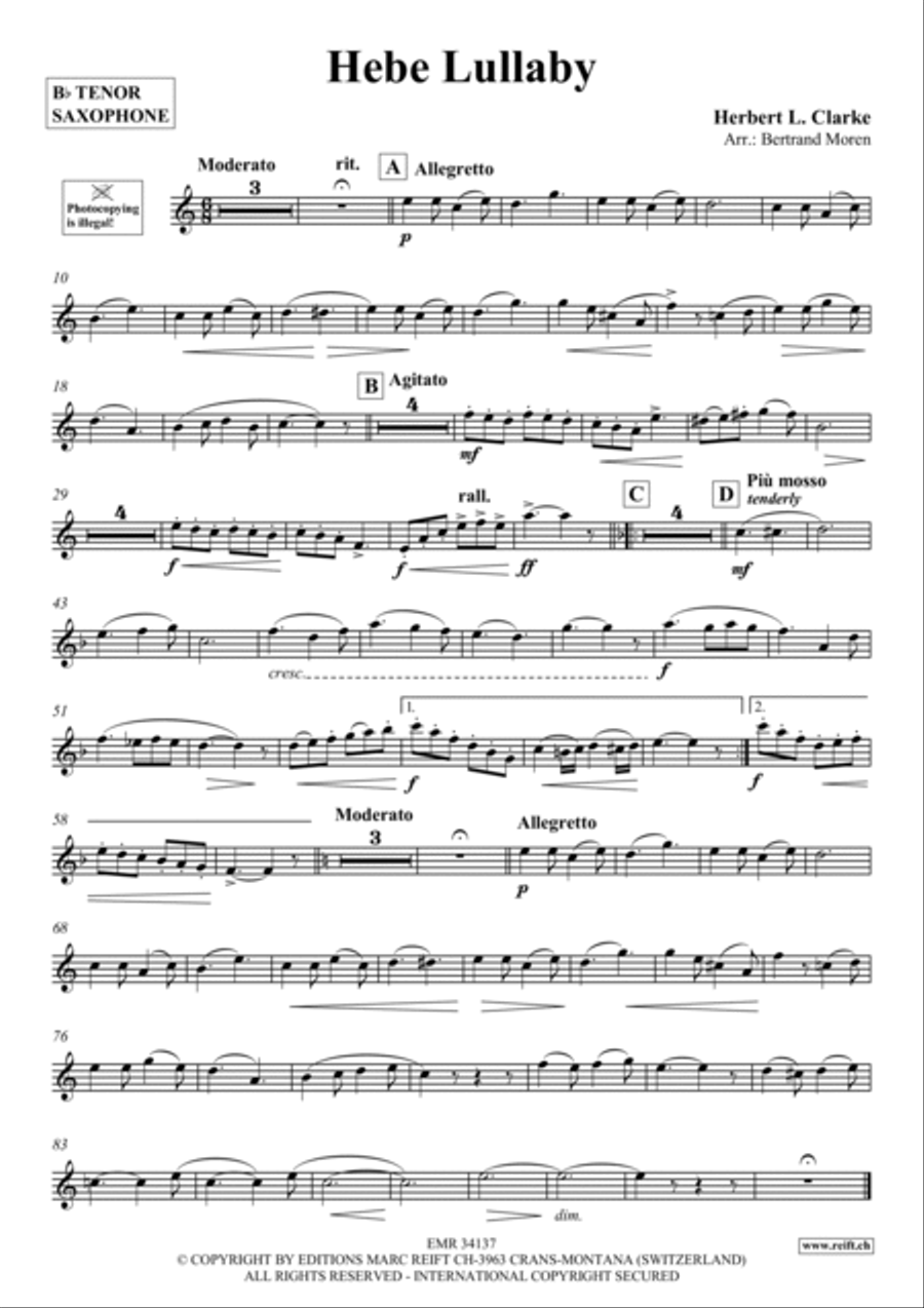 Hebe Lullaby Tenor Saxophone scores gallery preview page 2