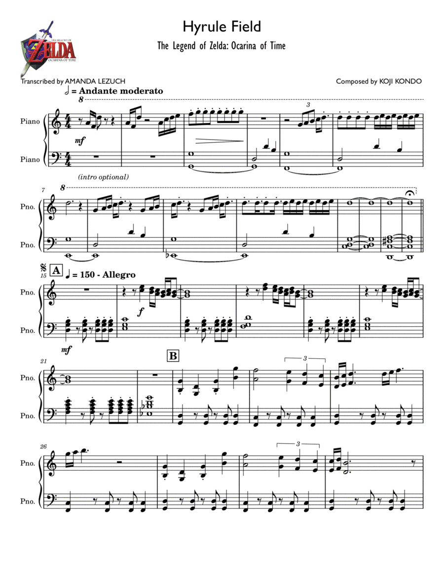 In Hyrule Piano Solo scores gallery preview page 1