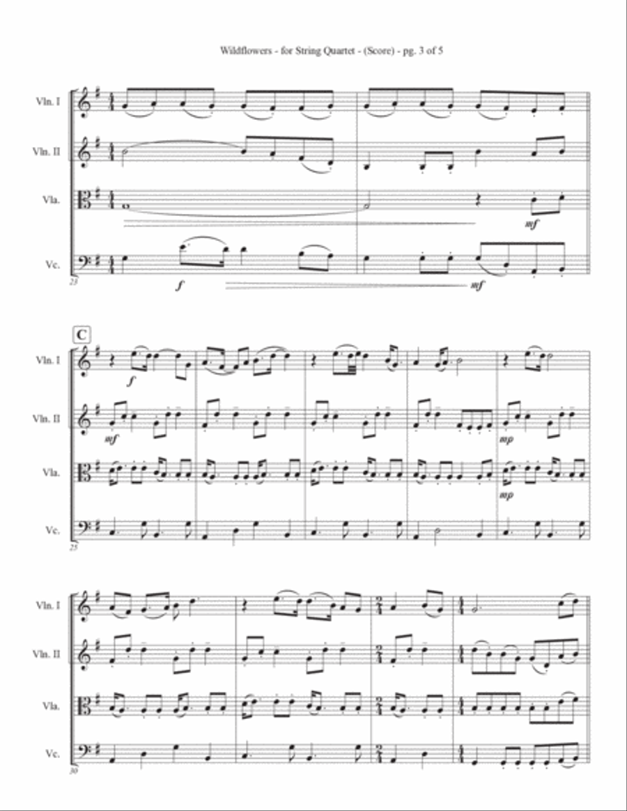 Wildflowers String Quartet scores gallery preview page 4