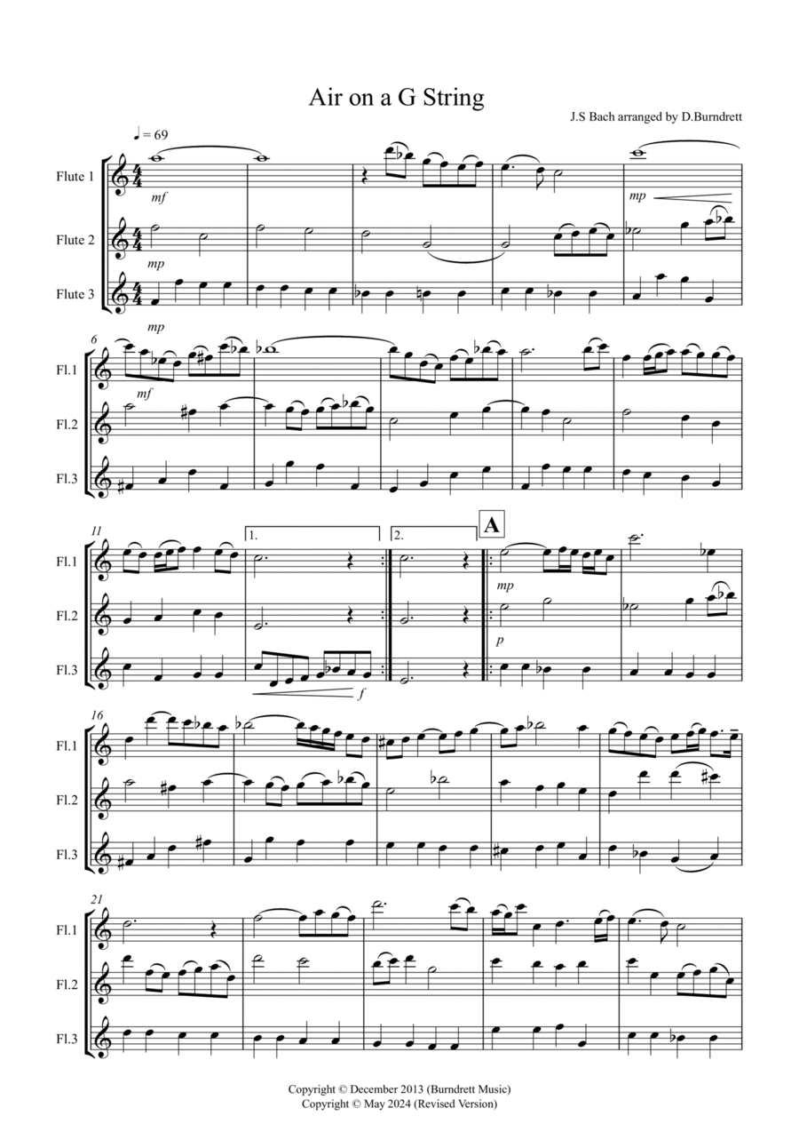 Book cover for Air on a G String for Flute Trio
