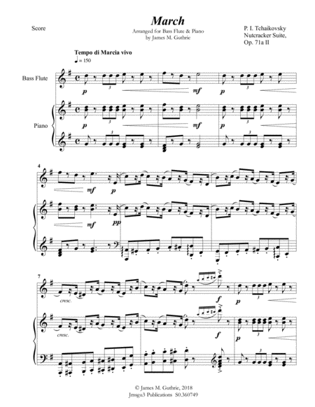 Tchaikovsky: March from Nutcracker Suite for Bass Flute & Piano image number null