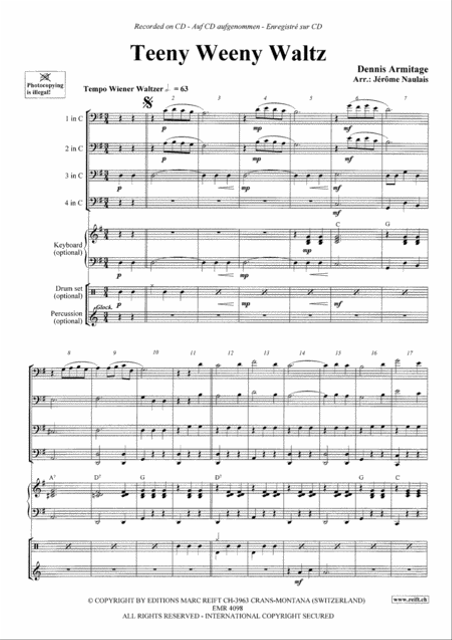 Teeny Weeny Waltz Trombone Quartet scores gallery preview page 3