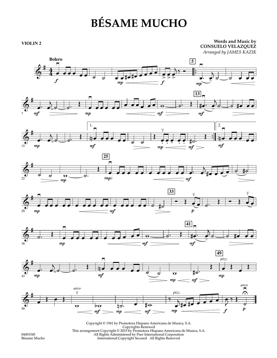 Besame Mucho - Violin 2 Orchestra scores gallery preview page 1