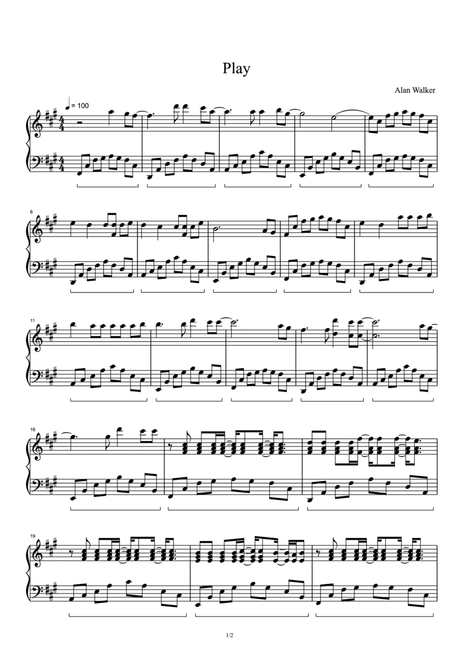 Play Play Piano Solo scores gallery preview page 1