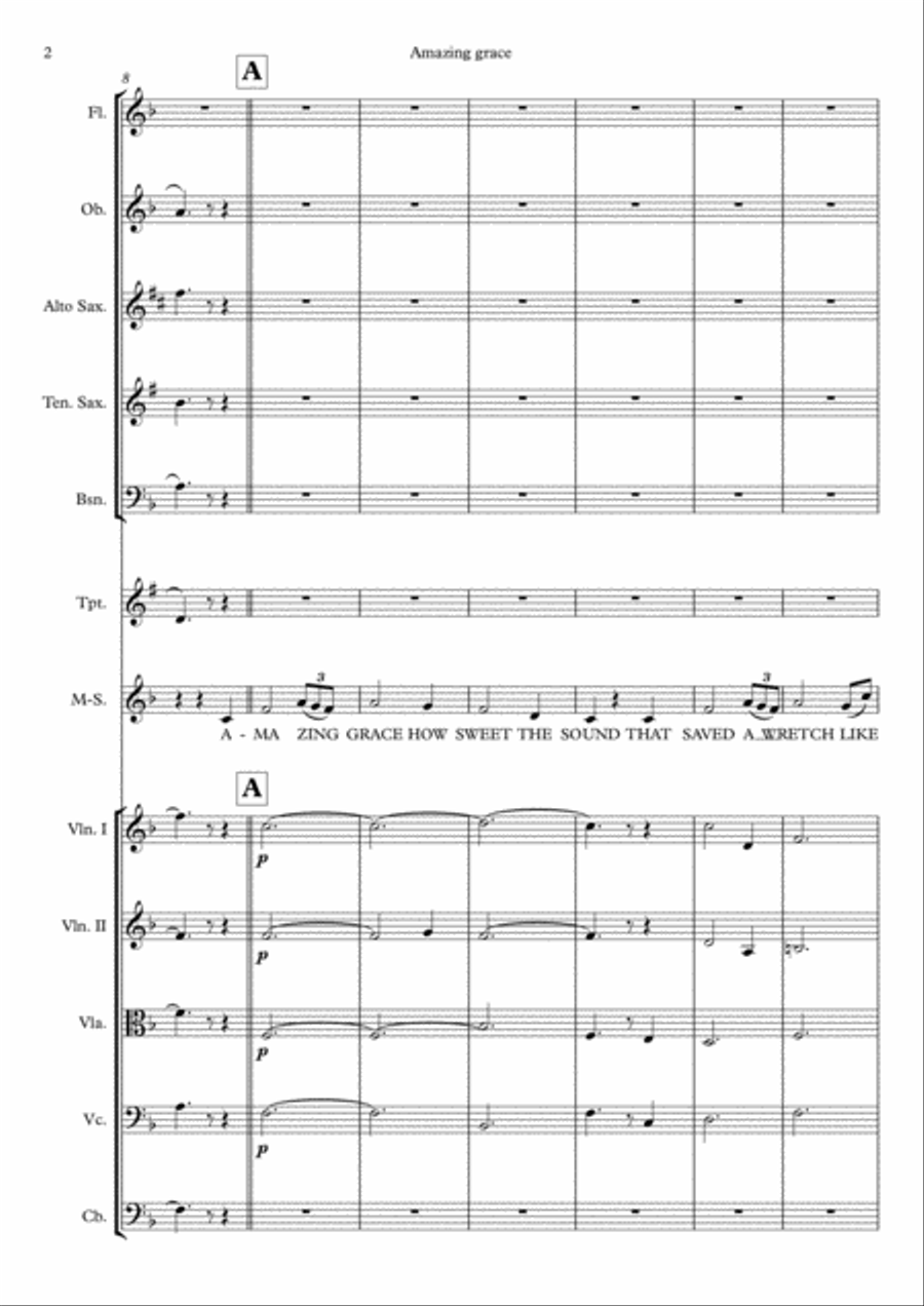 Amazing Grace Full Orchestra scores gallery preview page 2