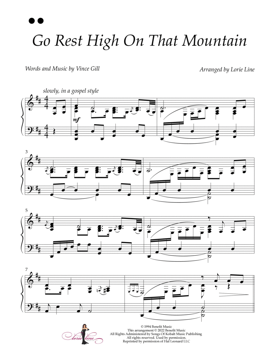 Go Rest High On That Mountain Piano Solo scores gallery preview page 1