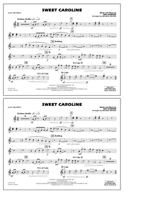 Book cover for Sweet Caroline - 1st Bb Trumpet