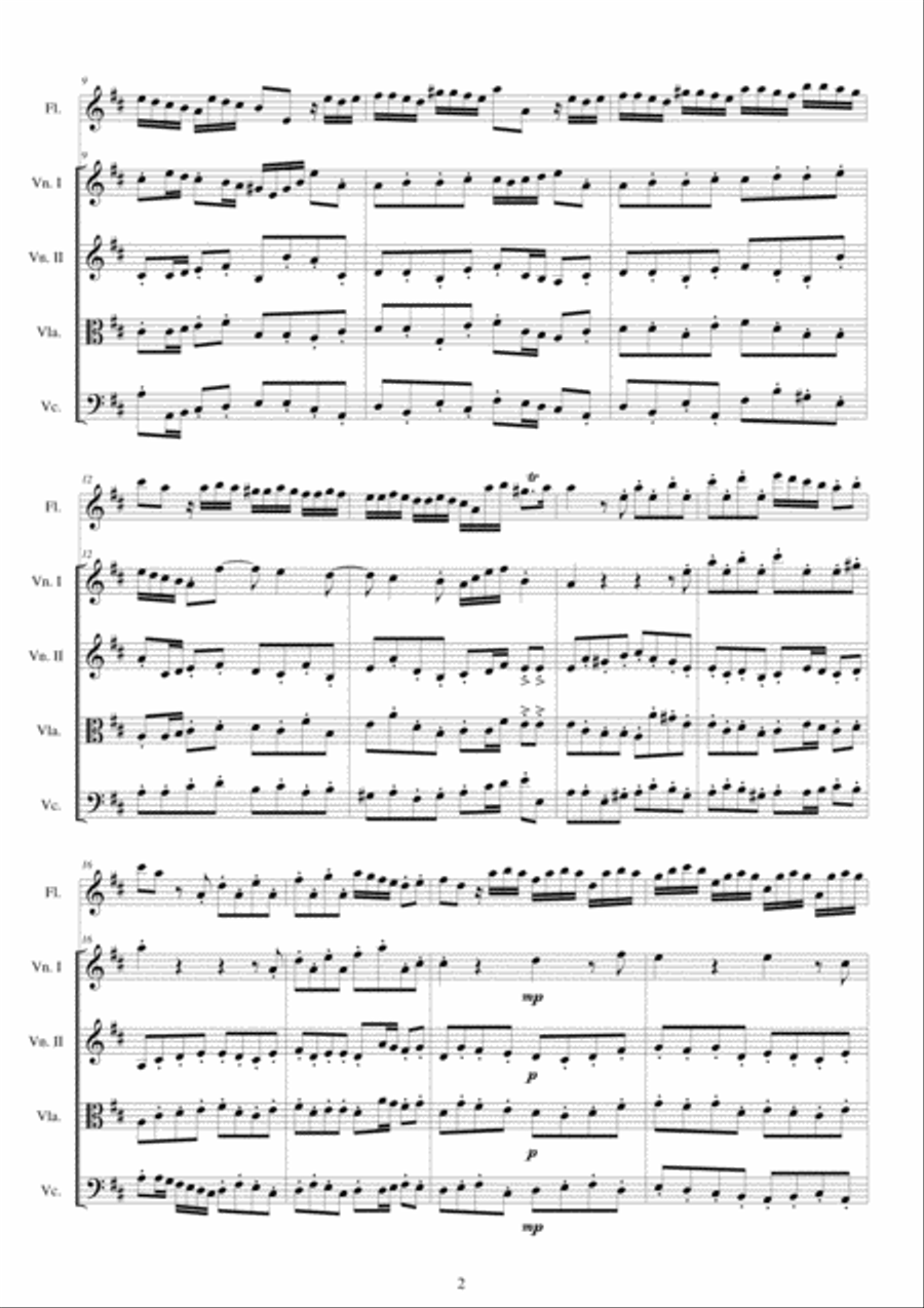 Albinoni - Concerto No.3 to 5 in D major Op.5 for Flute and String Quartet Chamber Orchestra scores gallery preview page 2
