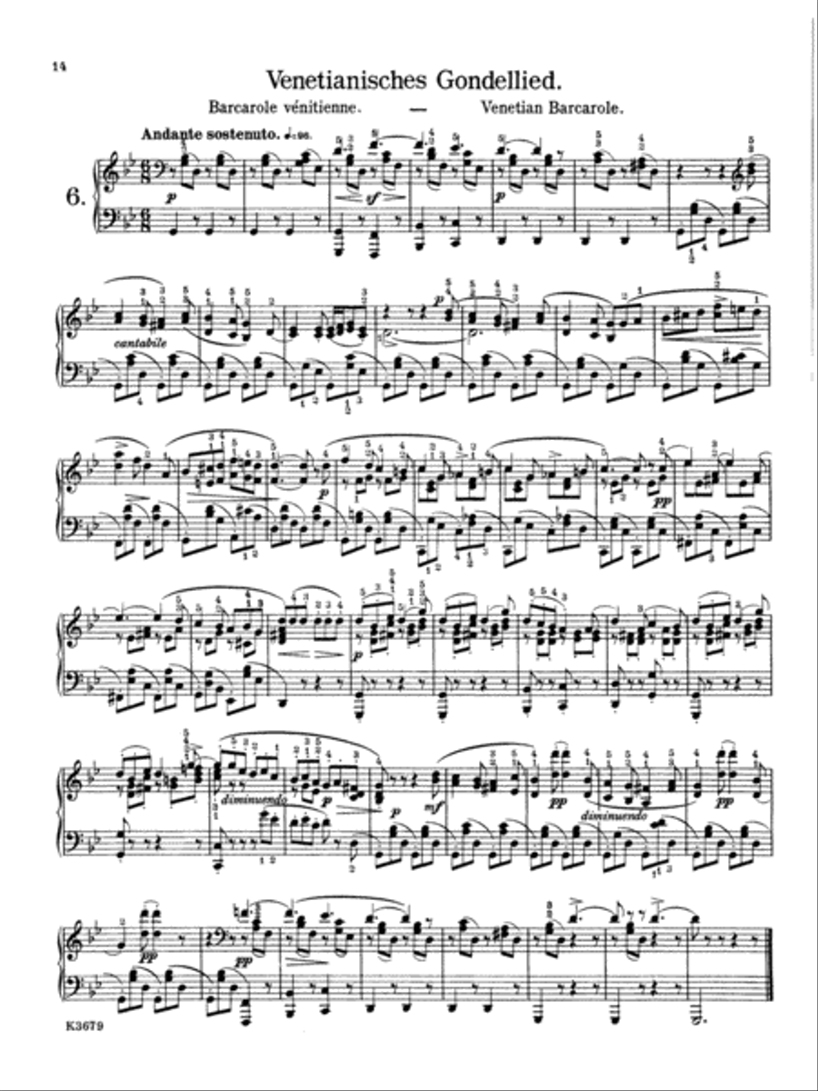 Song Without Words, Opus 19 No. 6 (Venetian Boat Song No. 1) Piano Solo scores gallery preview page 1